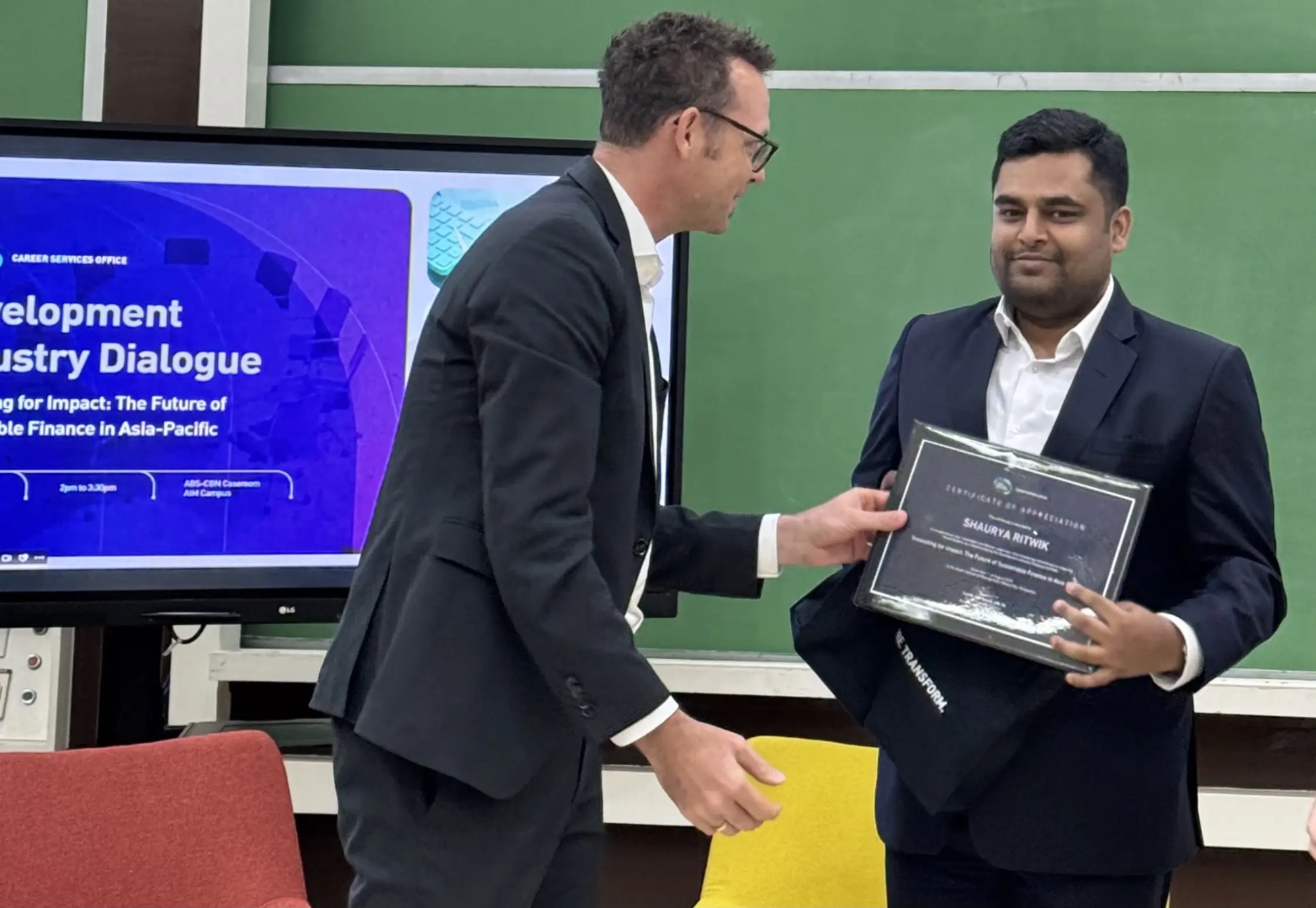 Certificate of Appreciation presented to Shaurya Ritwik at AIM